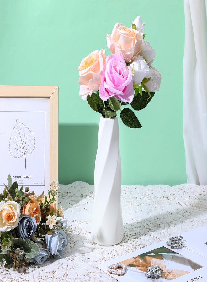JOUTYFOR 12 Pack Composite Plastic Flower Vases Bulk White Small Tall Conic Floral Vases for Centerpieces Unbreakable Bud for Wedding Party Living Room Decor - Image 5